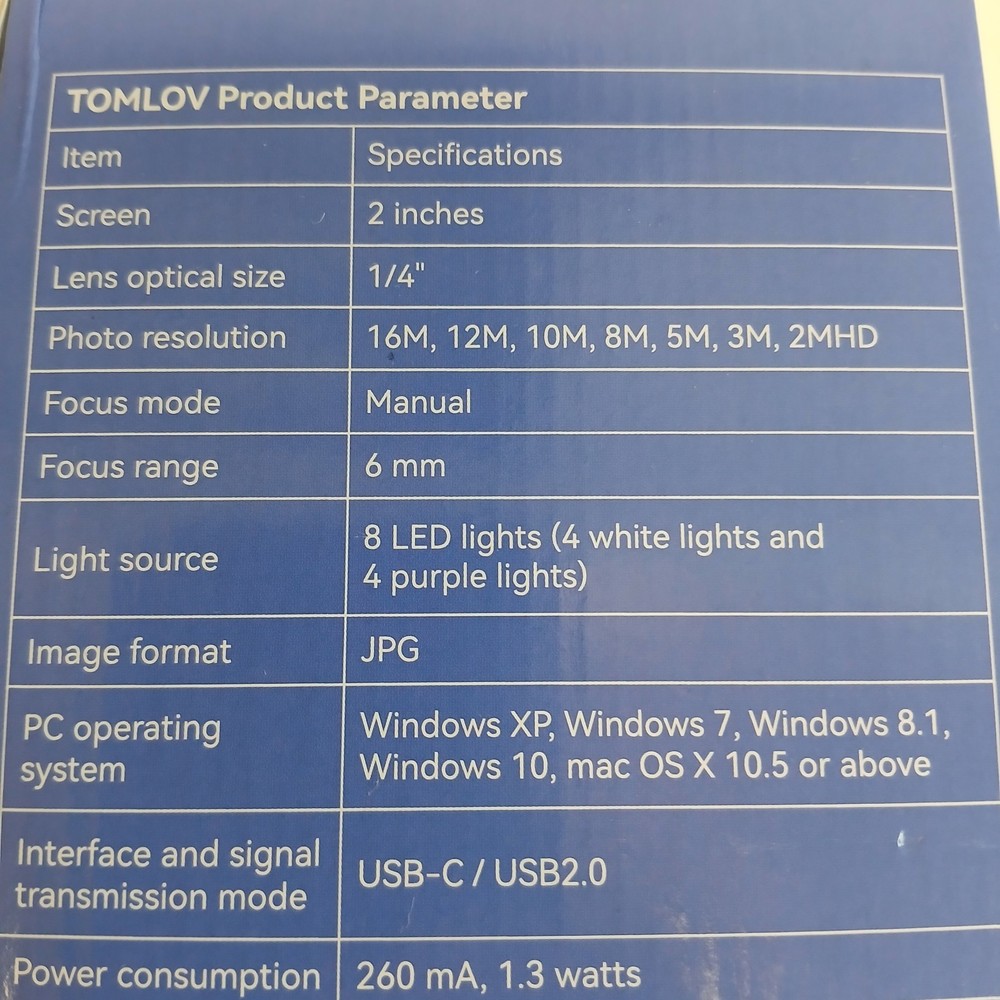 TOMLOV P10 Microscope 2" Screen Digital Portable Black Illuminated Magnifier
