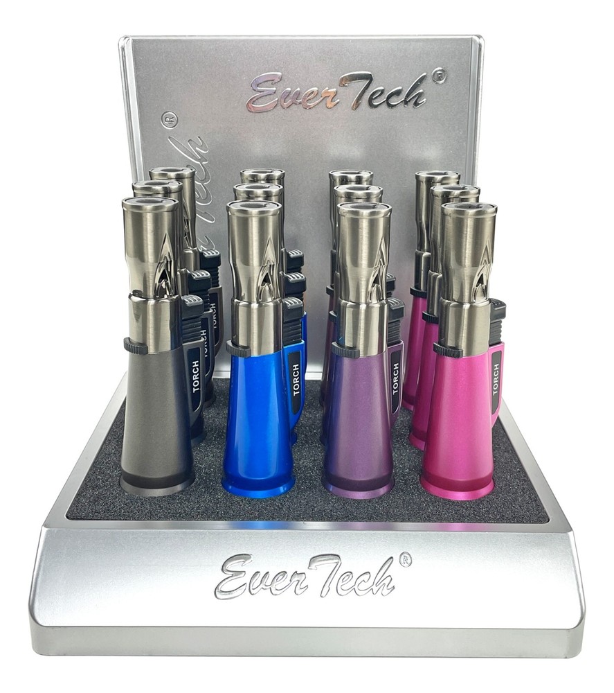 12 PACK Jet Torch Flame Refillable Butane Lighter Adjustable Cigar Lighter