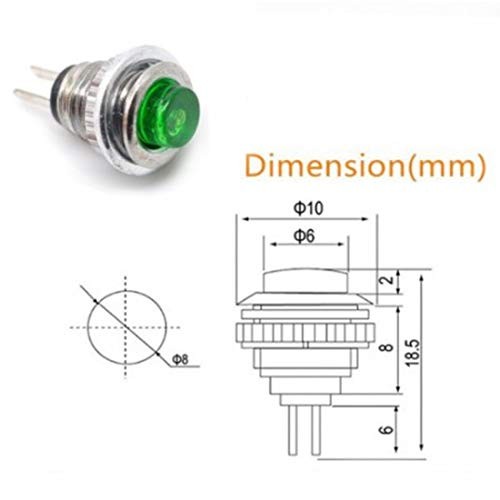 Momentary Push Button Switch, SPST 125V 1A, 2 Pin Panel Mount Mini Cap