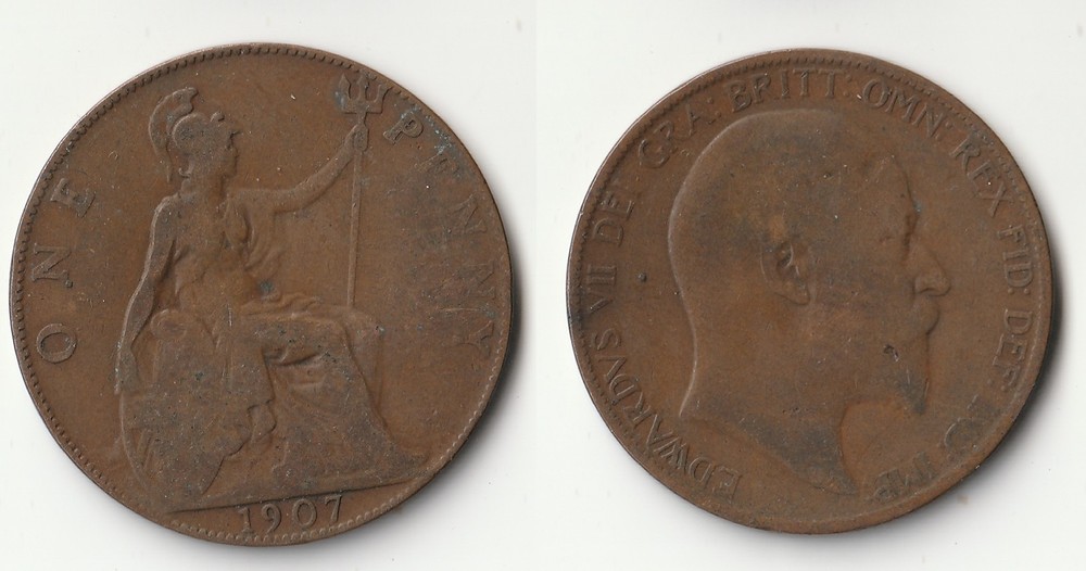 1907 Great Britain 1 penny coin