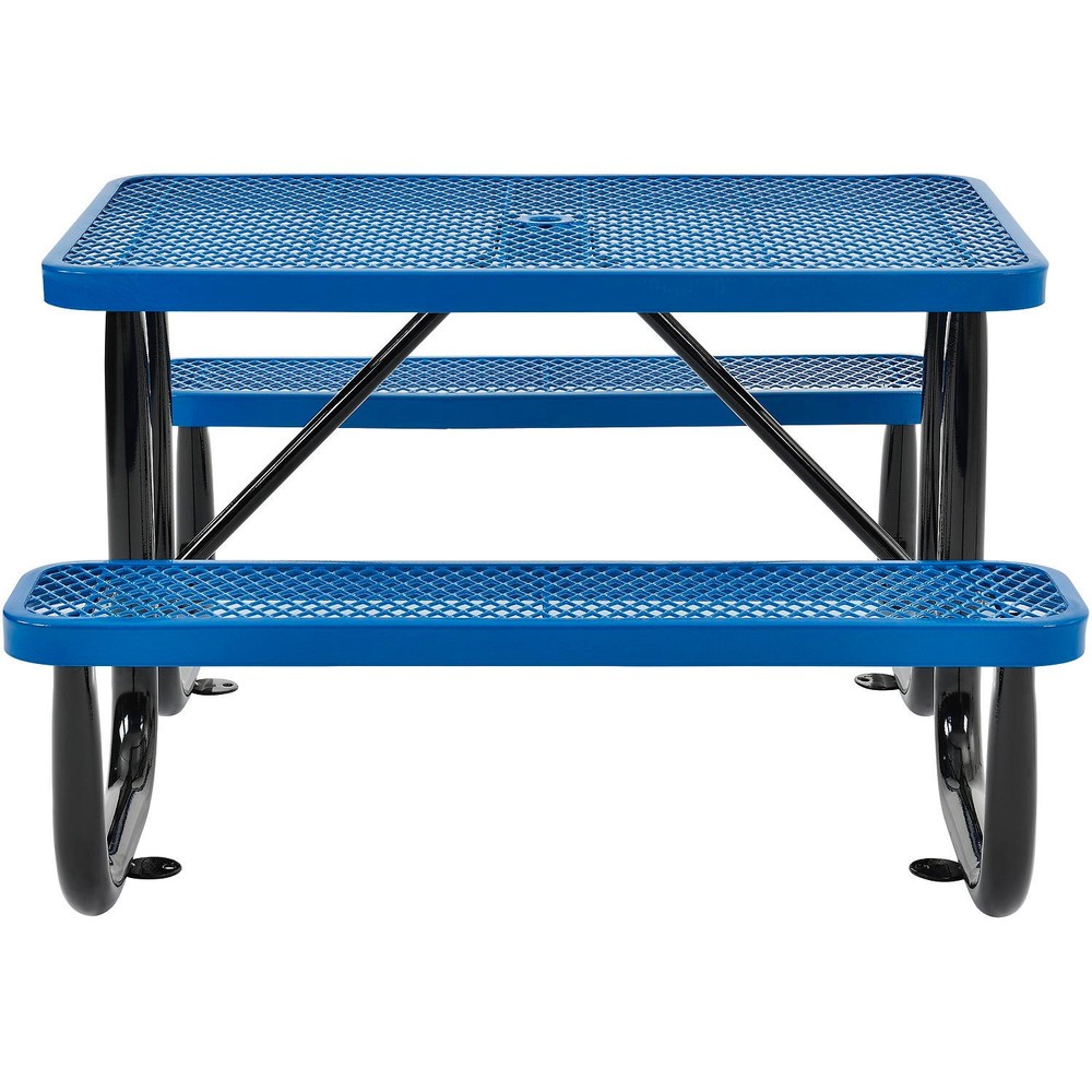 4' Rectangular Expanded Metal Picnic Table 48"L x 62"WBlue