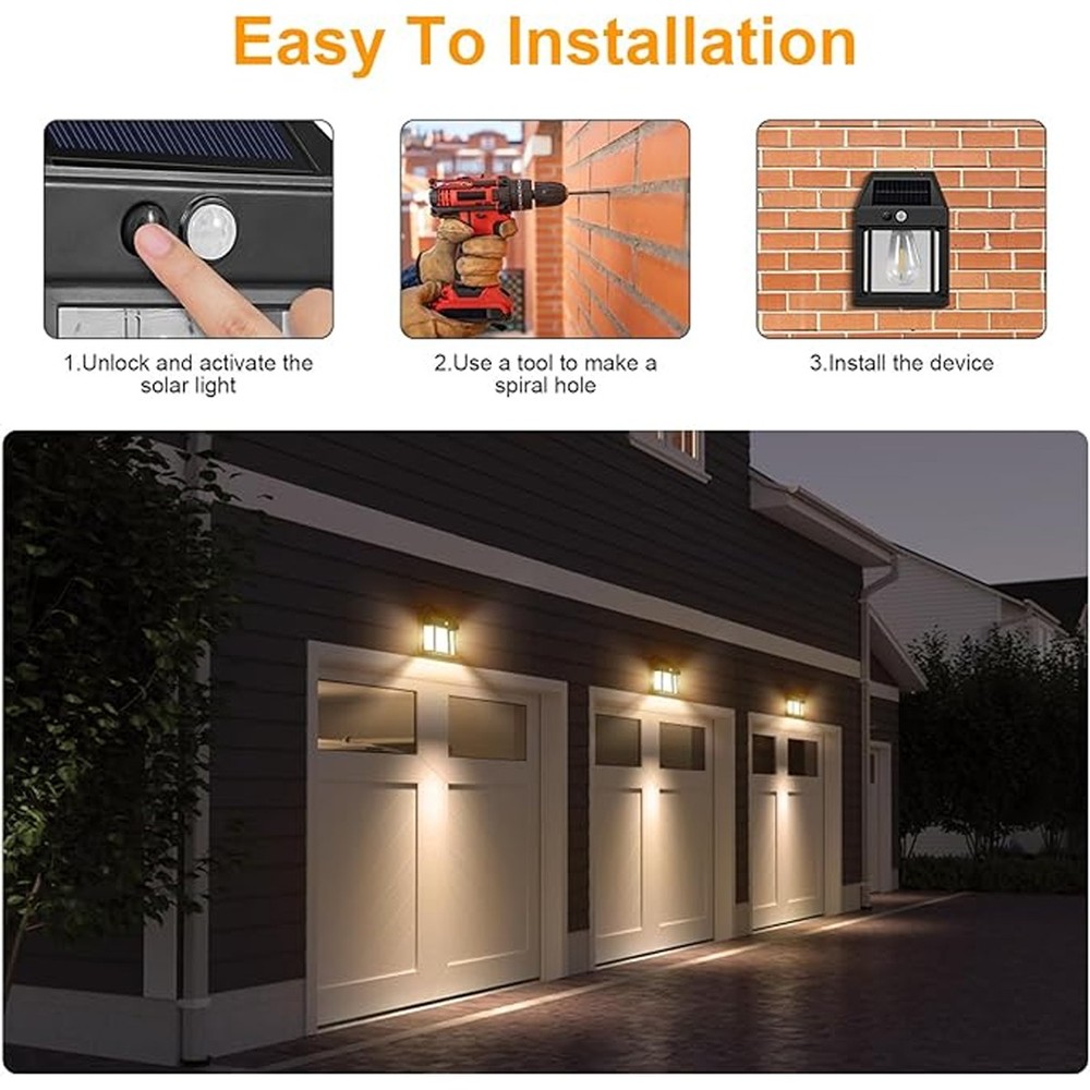 2 Pack LED Motion Sensor Solar Villa Lights Outdoor IP65 Waterproof Security