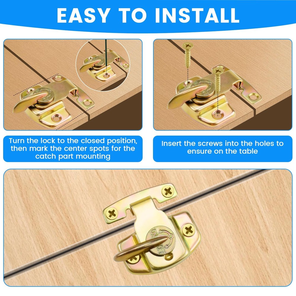 Dining Table Locks - Metal Spring Leaf Buckle Latches 2 Pack