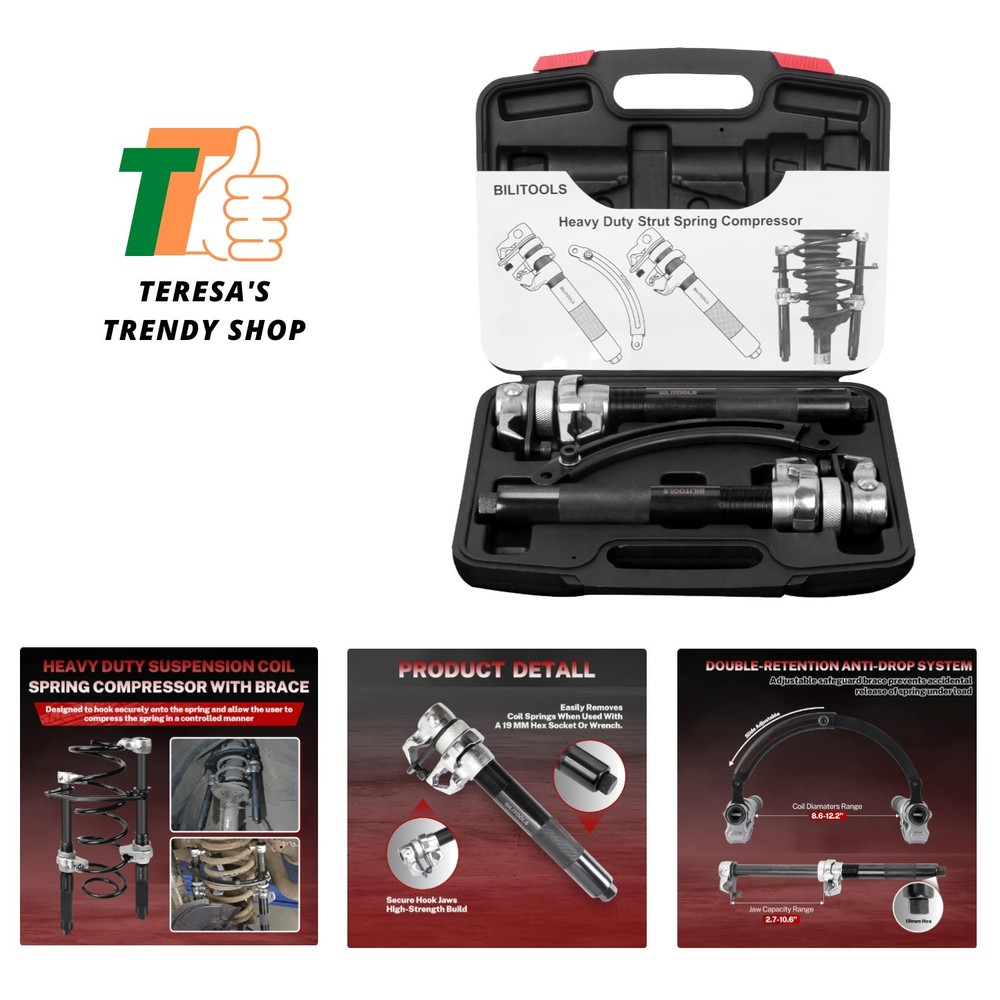 2-Piece Coil Spring Compressor Tool Heavy Duty Macpherson Strut Spring Compre...