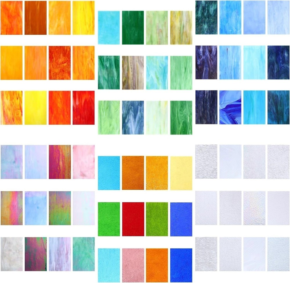 Rectangular Stained Glass Sheets Pack for Home Decoration and Art Projects