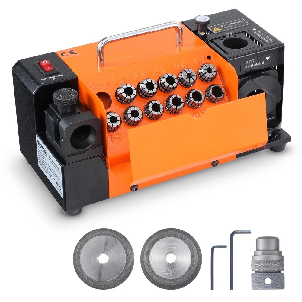 MR-13B Drill Bit Sharpener 3-13mm Portable Grinder + 11 Collets for Workshop