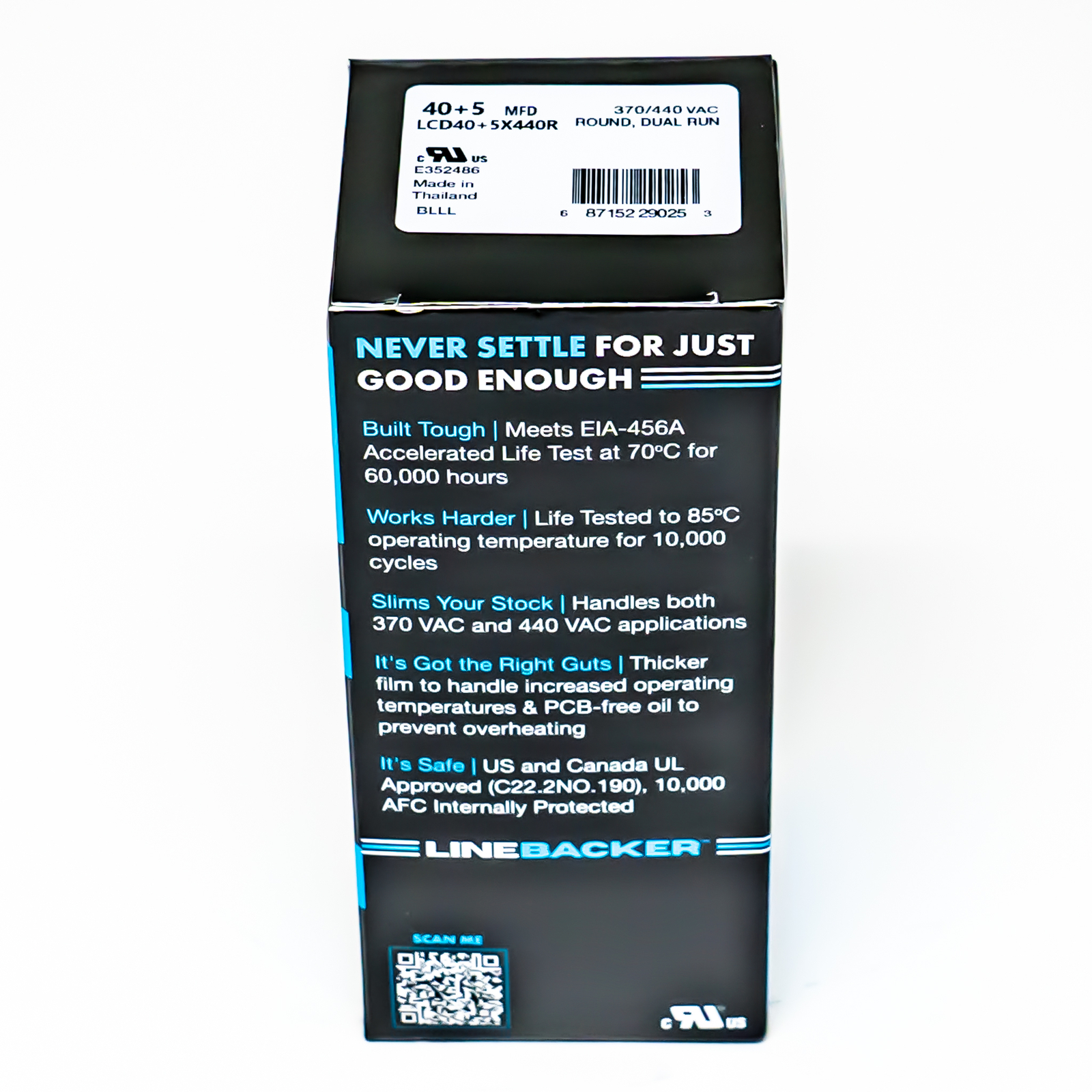 Supco Capacitor Round Dual Run 40 + 5 uf mfd 370/440 Volts for HVAC Motors