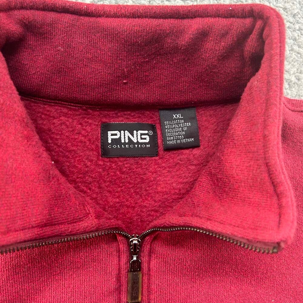 PING Sweater Mens Double Extra large Red 1/4 Zip Pullover Collection Golf Warm