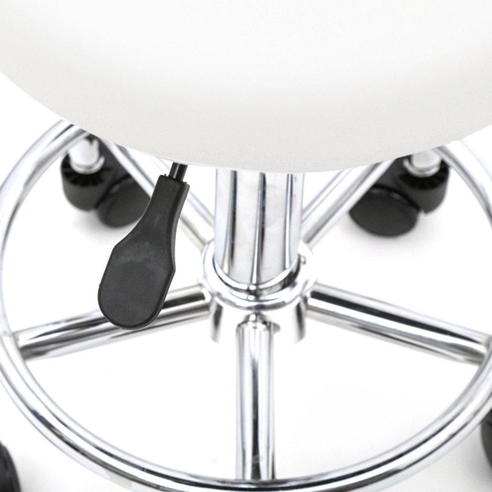 Adjustable Salon Stool,360° Swivel,PU Leather,Backrest ,Height Adjustable, White