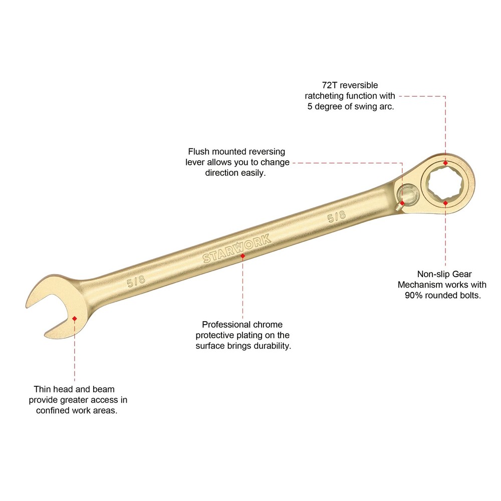 GPlating™ Reversible Ratcheting Combination Wrench 5/8