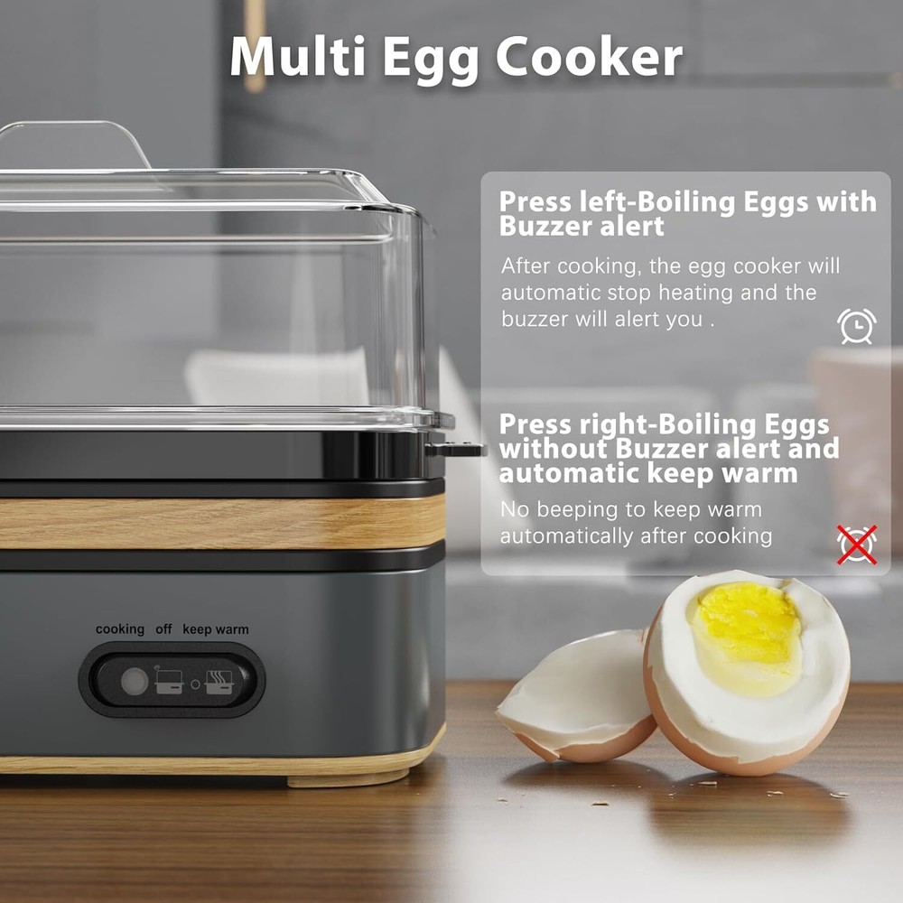 Rapid Egg Cooker - 6 Eggs Cap Soft Medium Hard Boiled Omelet Maker Egg Poacher