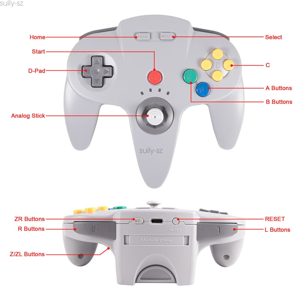 Wireless For N64 Game System/Switch PC Windows Mac Remote Game Pad Joystick