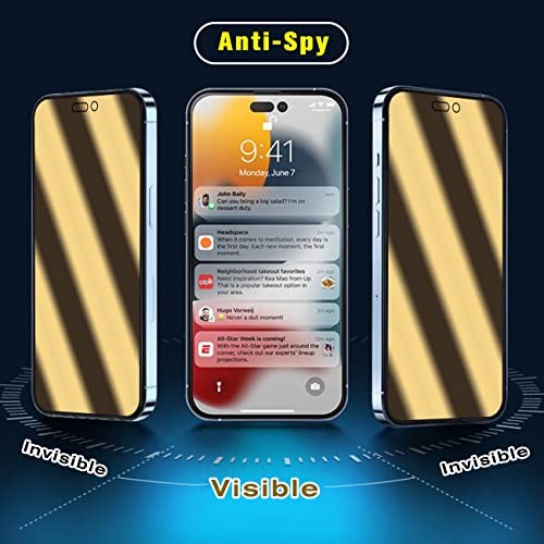 Compatible with iPhone 14 Pro Privacy screen protector 2 Pack Mirror Anti-Blue