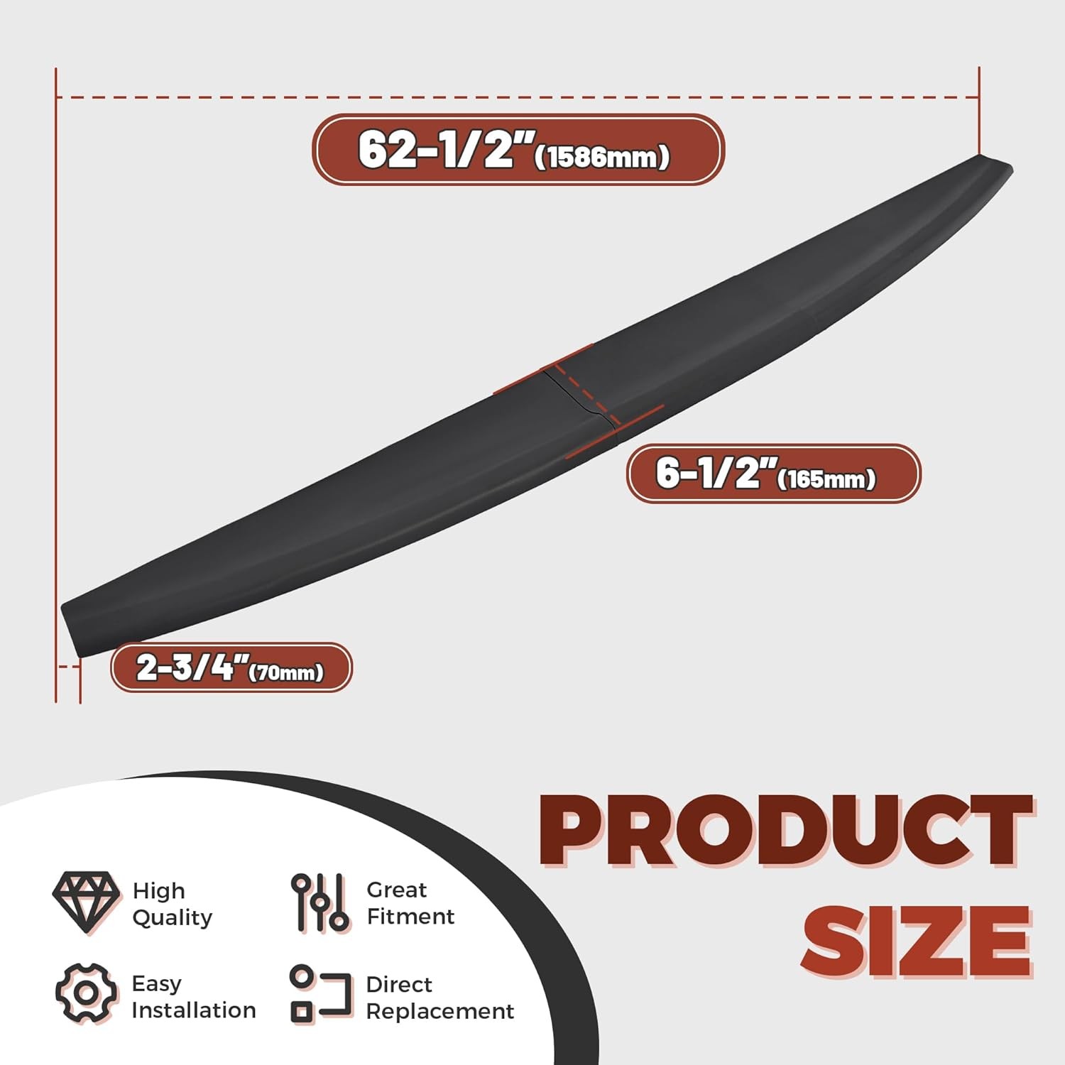 Tailgate Cover Molding Top Cap Protector Spoiler for 2009-2018 Dodge Ram Pickup