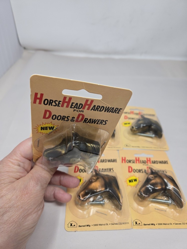 Vintage Brass Horse Head Hardware Drawers Pull Barn Rustic Fun Decorative
