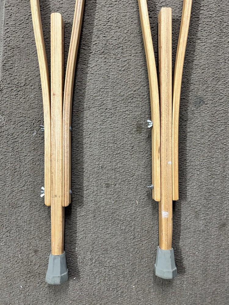 Vintage Adjustable Wooden Crutches