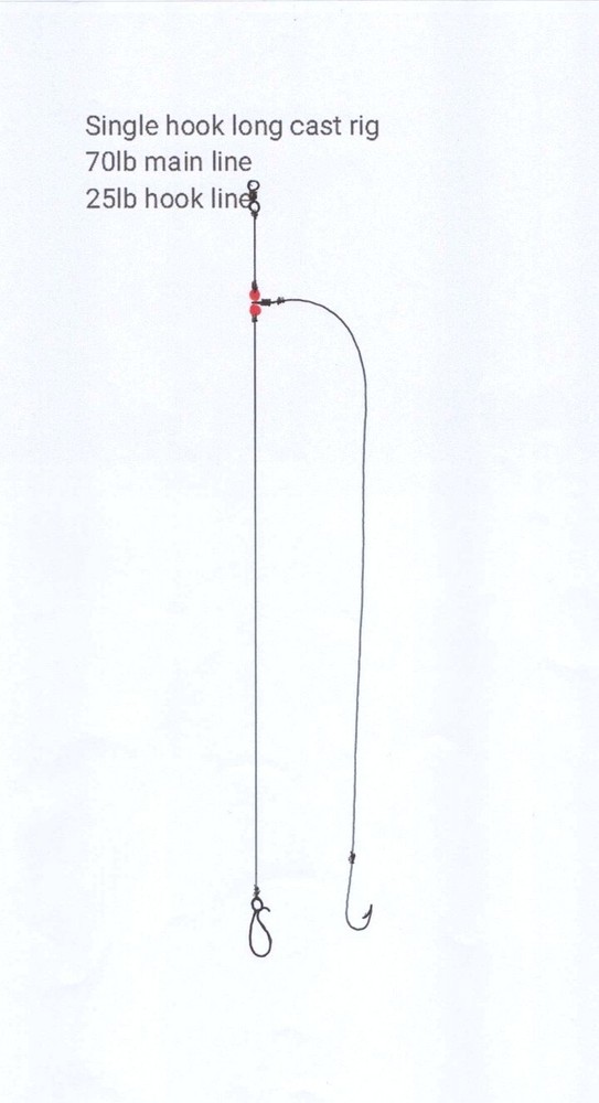 4 X No4 Aberdeen single hook long cast rigs.