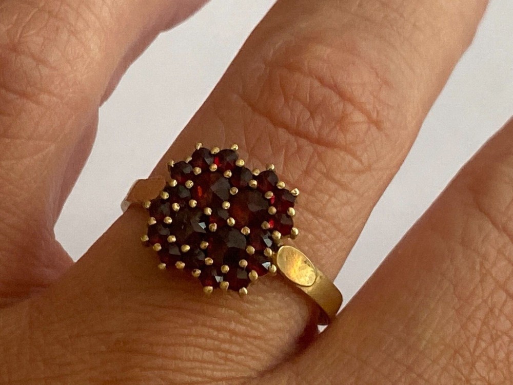 Antique Imperial Solid Silver 84 Gilded BC Author`s work Garnet Ring