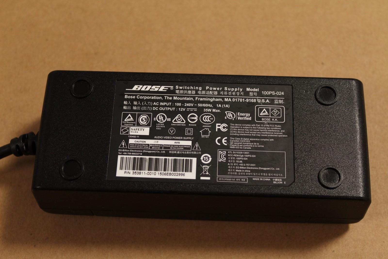 US-Bose 100PS-024 Power Supply for Lifestyle T20/V20/V25/V30/V35 520 525 535 SH#