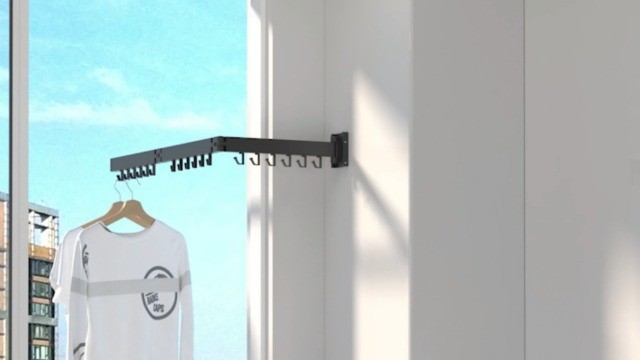 Retractable Wall-Mounted Clothes Drying Rack - Space Saver Laundry Organizer, Tr