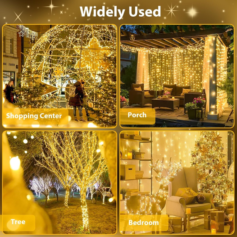 240LED 88Ft Connectable String Lights Indoor Outdoor Clear Wire | Warm White ...