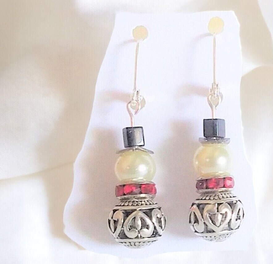 Snowman Earrings with or without Hat Handcrafted