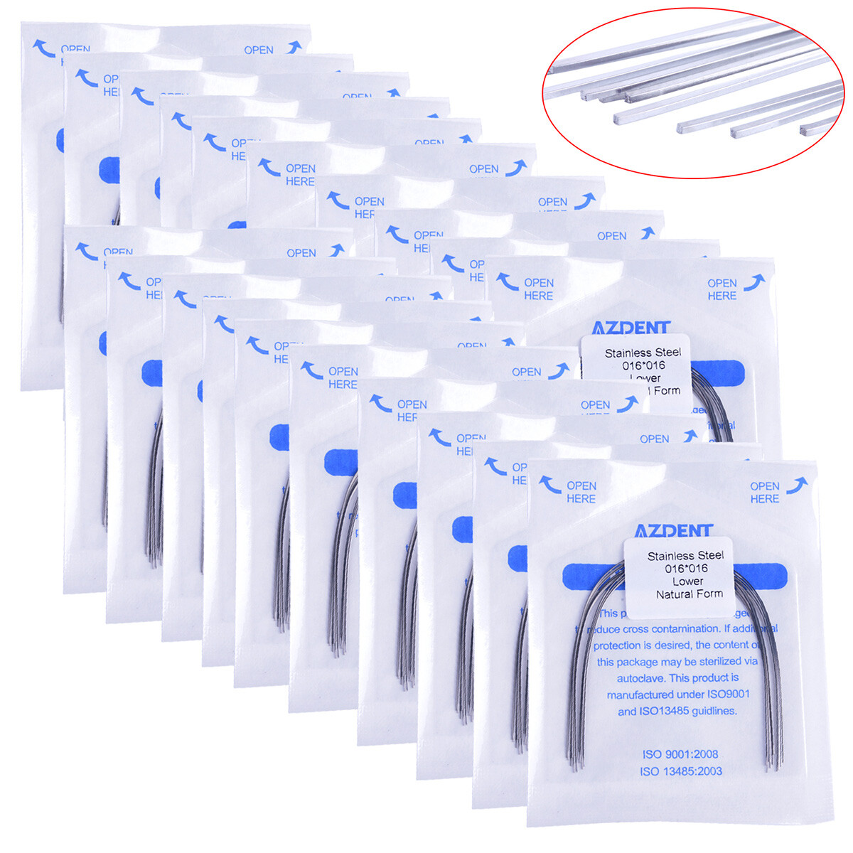 AZDENT Dental Orthodontic Arch Wires Stainless Steel Natural Form Rectangular