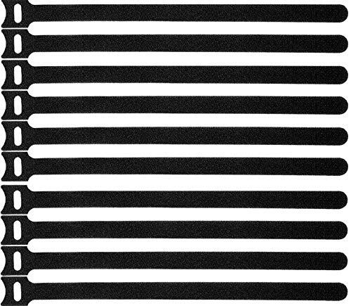 50-Pack 12in Reusable Microfiber Cloth Cable Ties Black Hook and Loop Fasteners