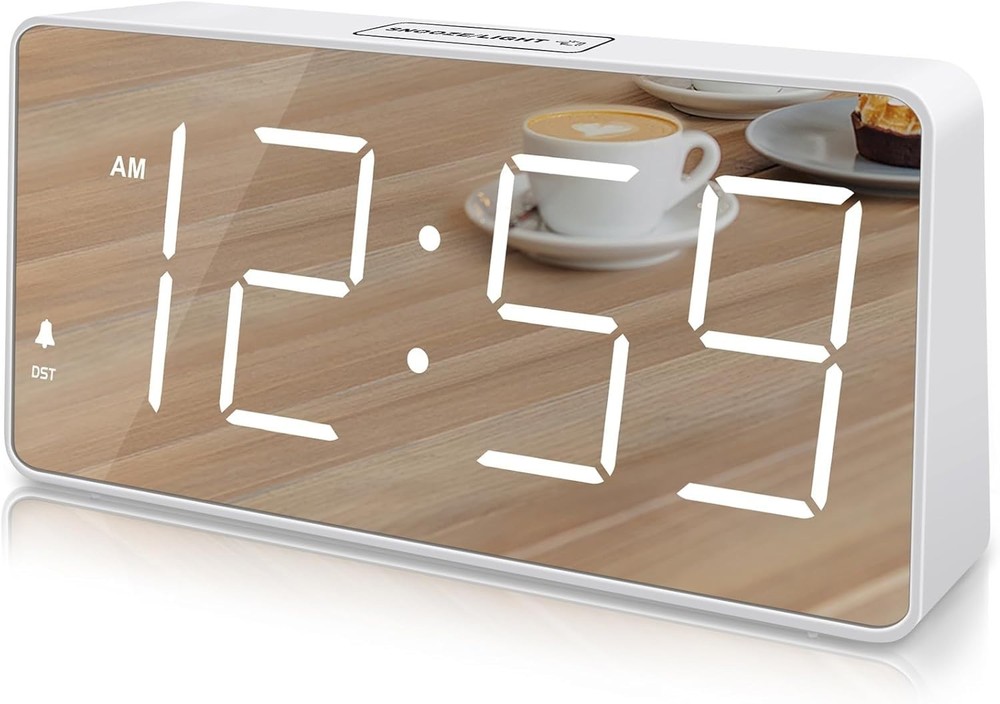 Elegant Tabletop Digital Clock – Large LED Display with 6 Dimmer, Battery Backup