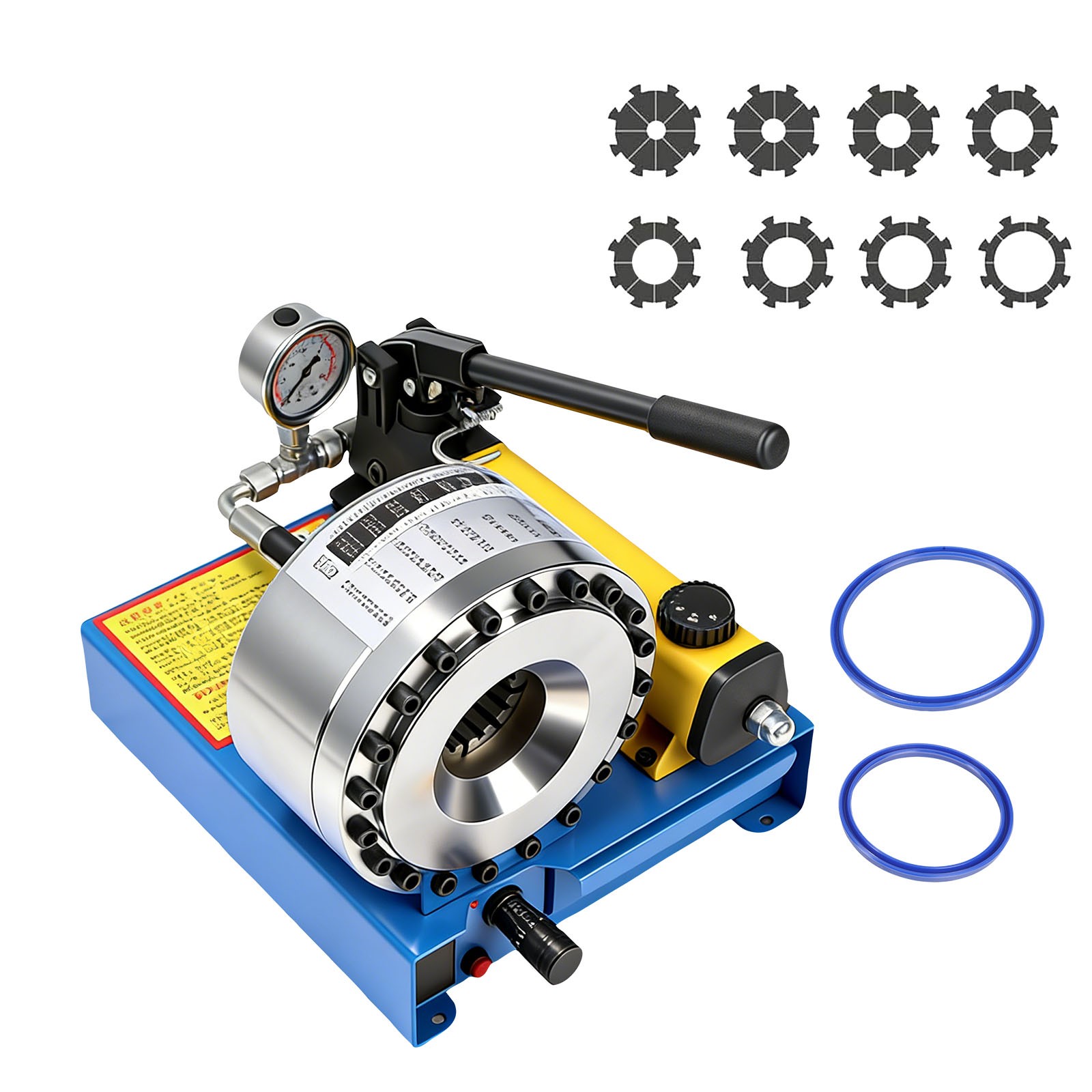 High Pressure Manual Hydraulic Hose Crimper Hose Pipe Crimping W/ 8 sets Molds