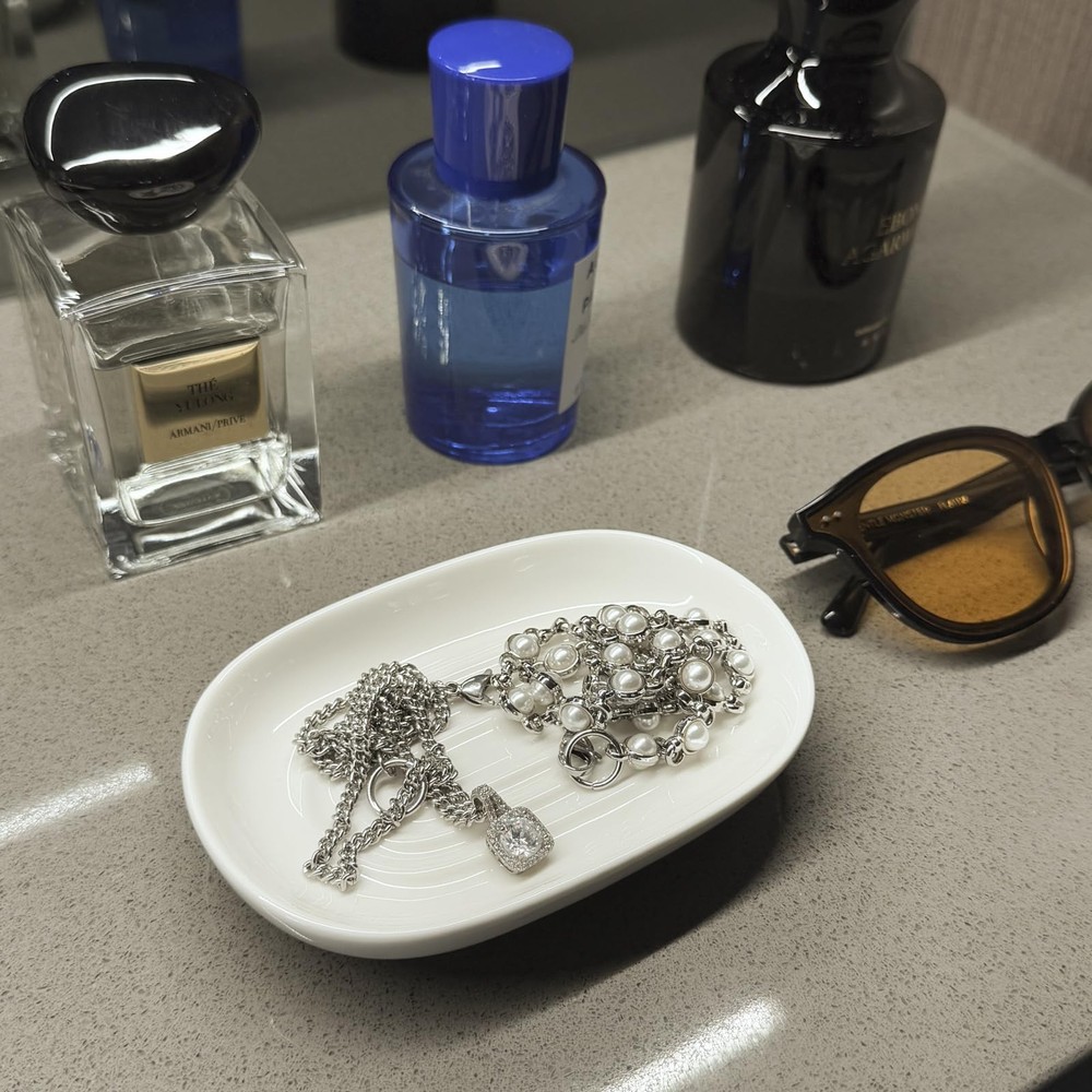 Soap Dish, Ceramic Dish with Marble PatternShower, Saver Tray White