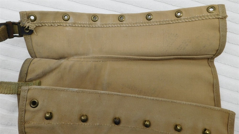 Vintage Original US Army WW2 Canvas Leggings Soldier Worn by Dickey, R.C.