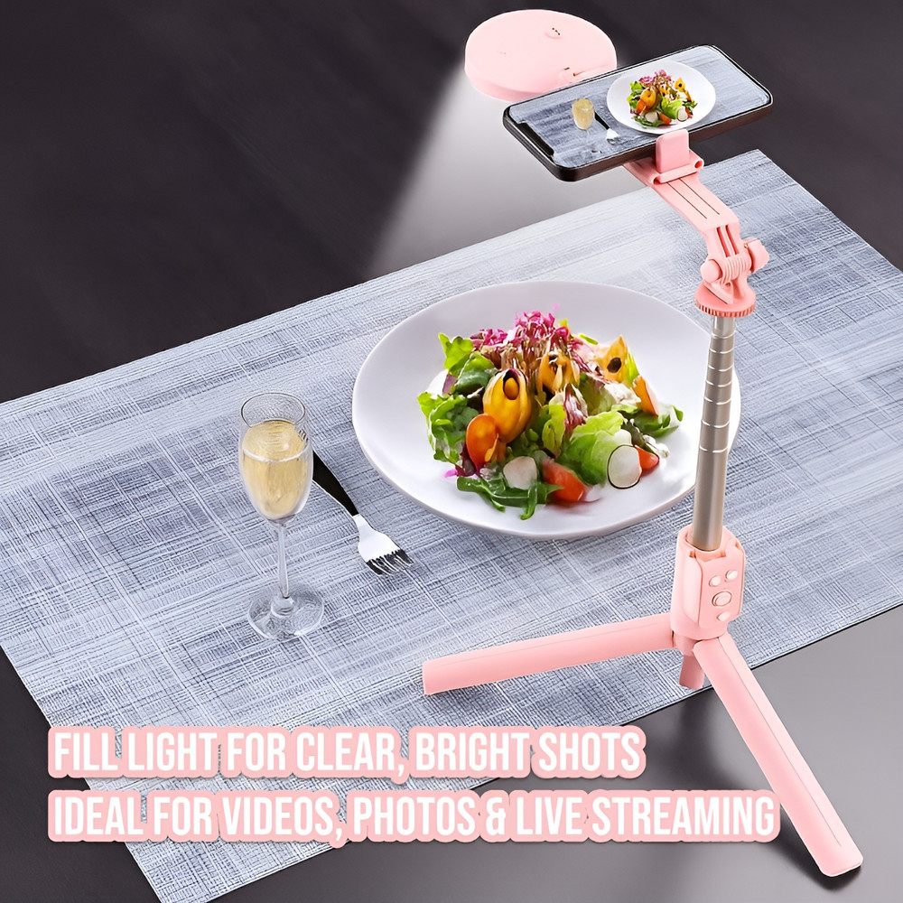 67" Selfie Stick Remote with Fill Light Bluetooth Extendable Phone Tripod Stand