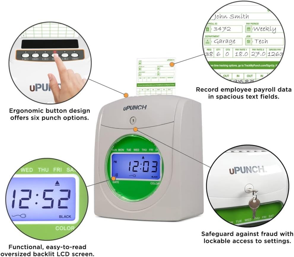 Time Clock Bundle for Small Business Employee Timing Kit with Racks Keys