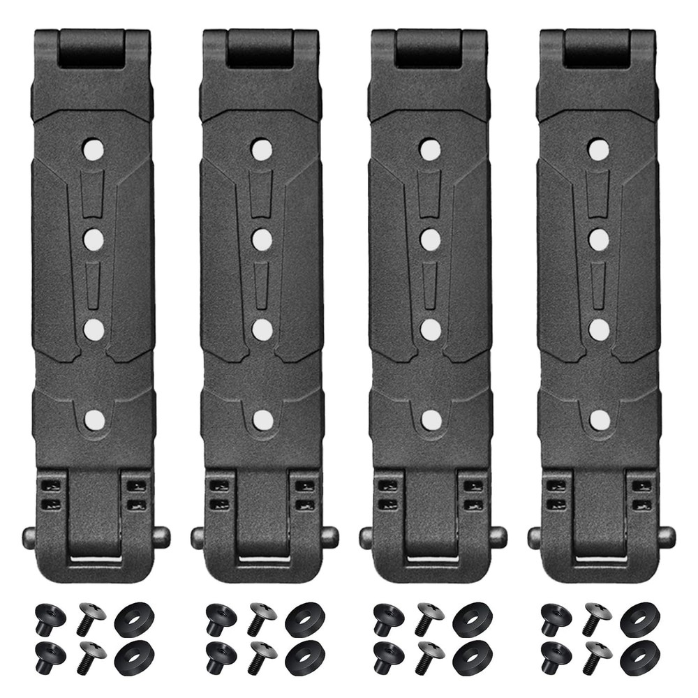 3" Molle Clips 4-Pack, Molle Attachment Clips with Mounting Hardware fo