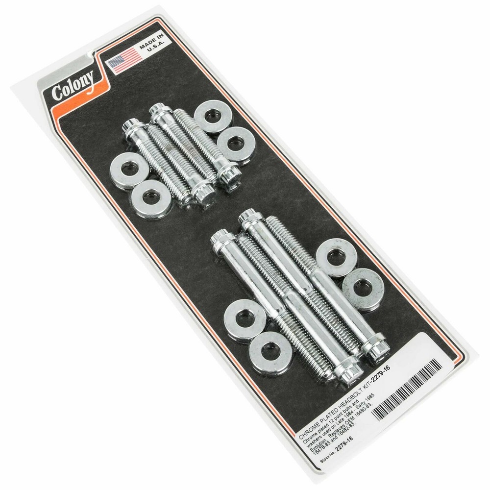 CYLINDER HEAD BOLT SET (Chrome 12P) Harley Evolution FL FX  L84-E85 . . 2279-16