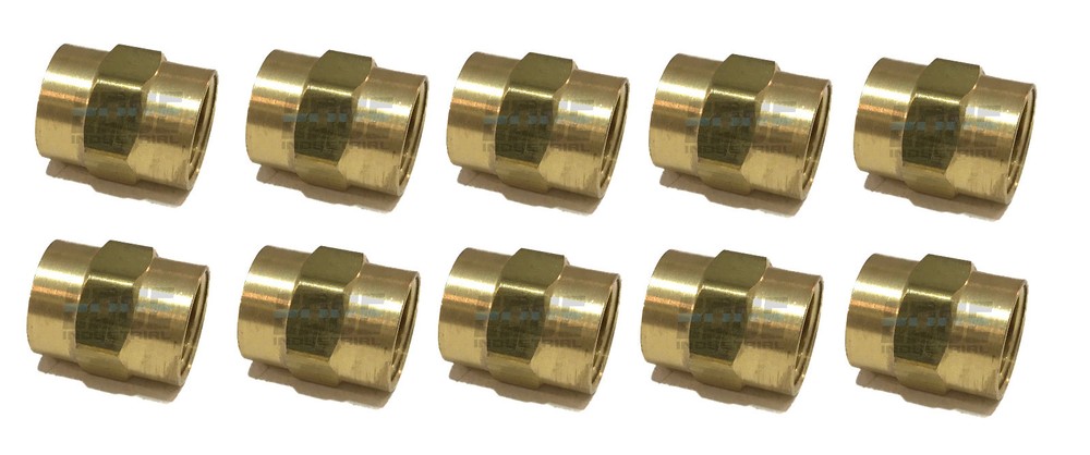10 PACK BRASS HEX COUPLING 1/2" COUPLER UNION FITTING ADAPTER AIR FUEL WATER