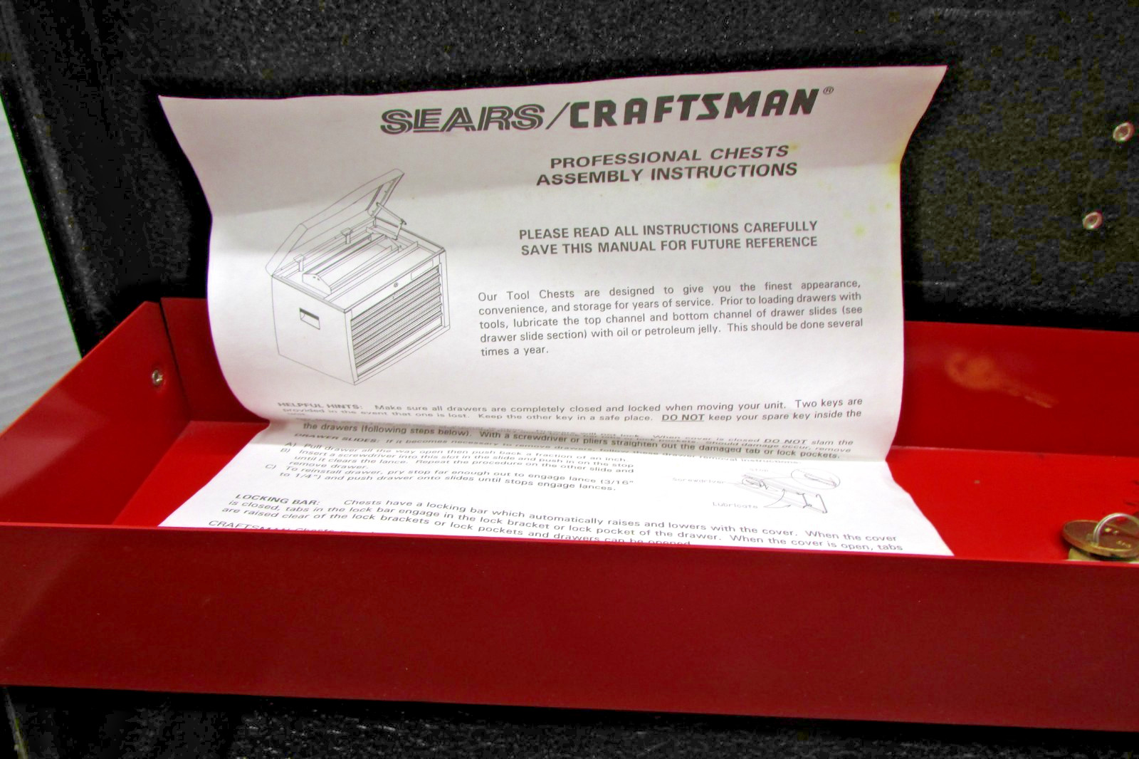 Vintage Craftsman Rally 2 Drawer Tool Box Chest Near Mint. USA.