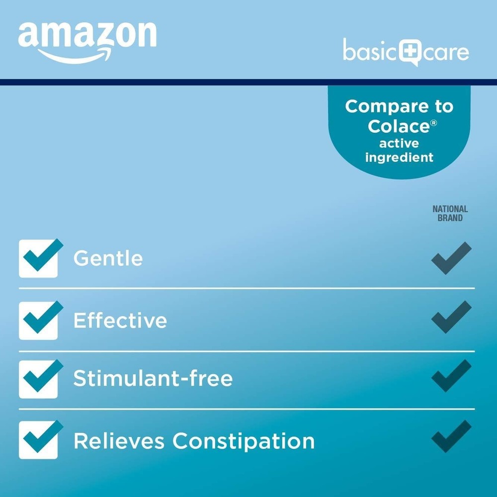 Amazon Basic Care Docusate 100mg Stool Softener 100ct Comparable to Colace