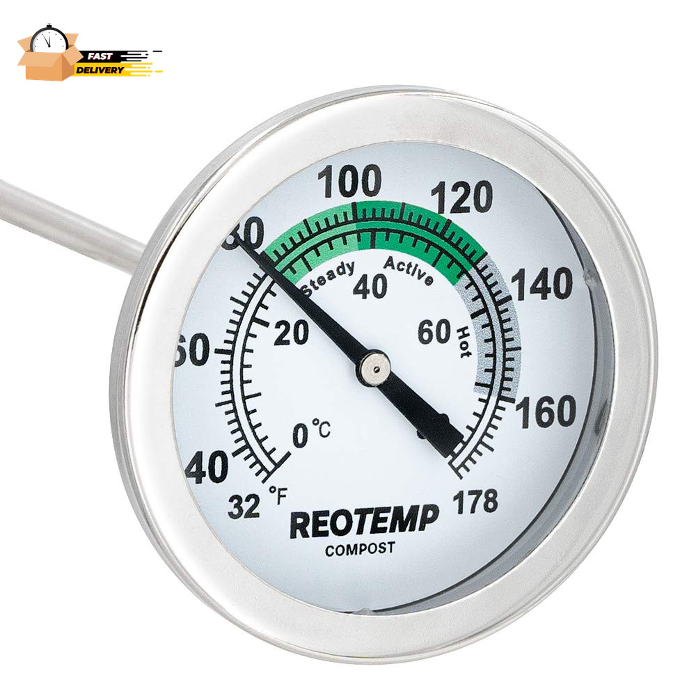 K83B1 12 Inch Soil & Compost Thermometer with Digital Composting Guide,