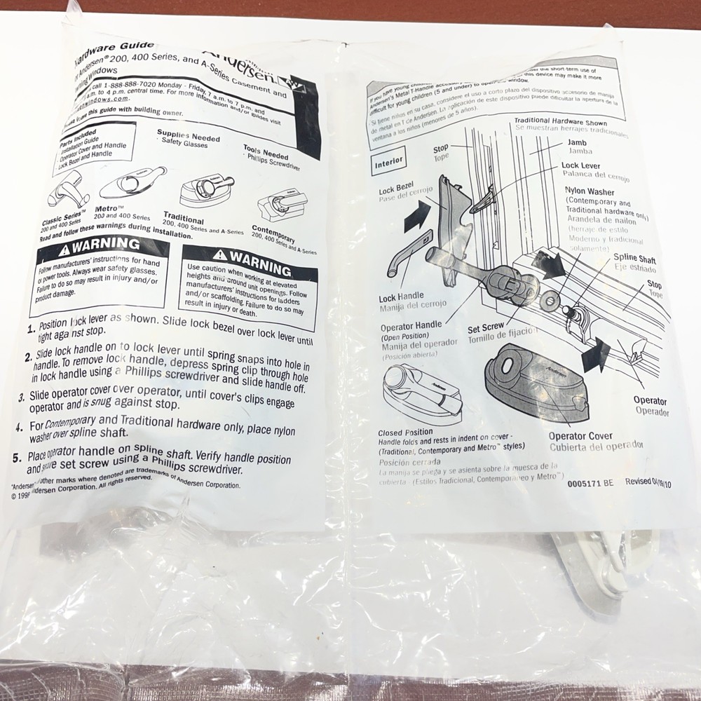 Andersen Operator Handle Folding Hardware Pack For Casement And Awning Windows