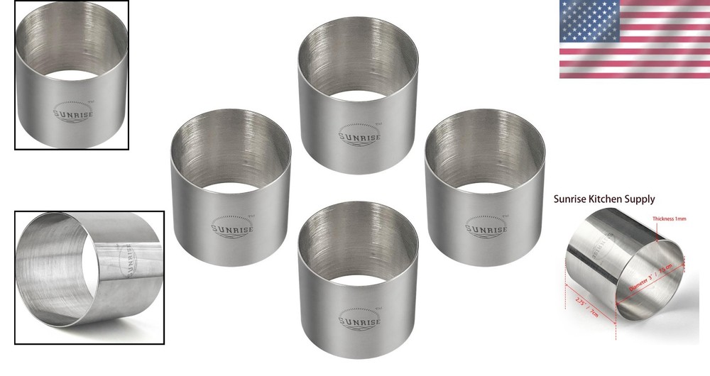 Versatile 4-Pack Stainless Steel Plating Forms - 3" Diameter for Desserts