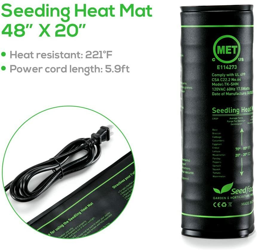 48"X20" Seed Heat Mat Seedling Cloning Heating Pad Germination Hydroponic Growth