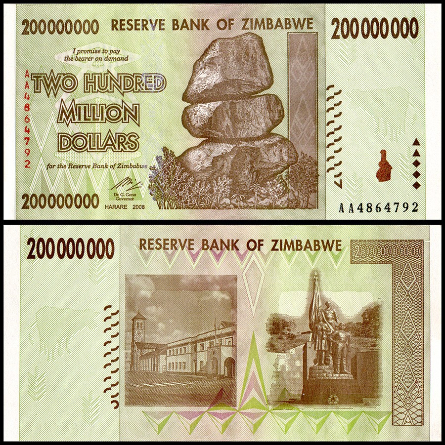 Zimbabwe 200 Million Dollars, 2008, P-81, UNC