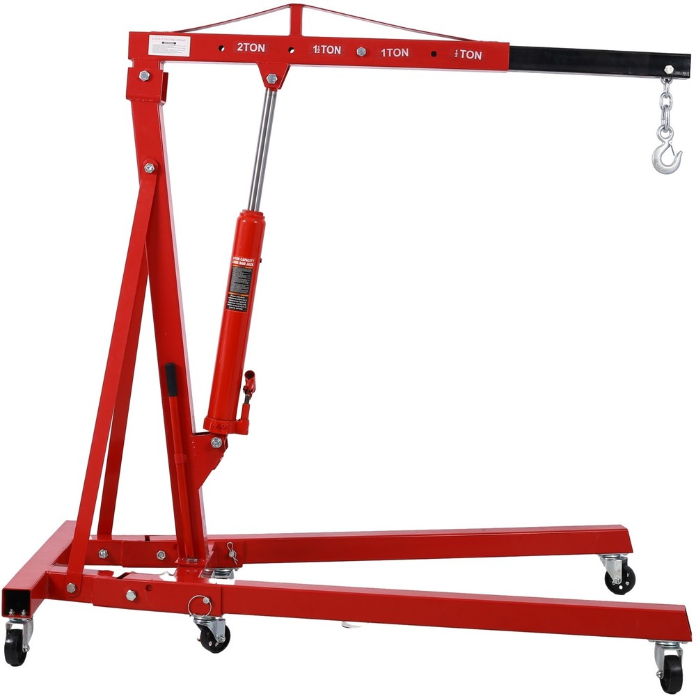 2 Ton Folding Engine Hoist Heavy Duty Cherry Picker with 6 Iron Casters