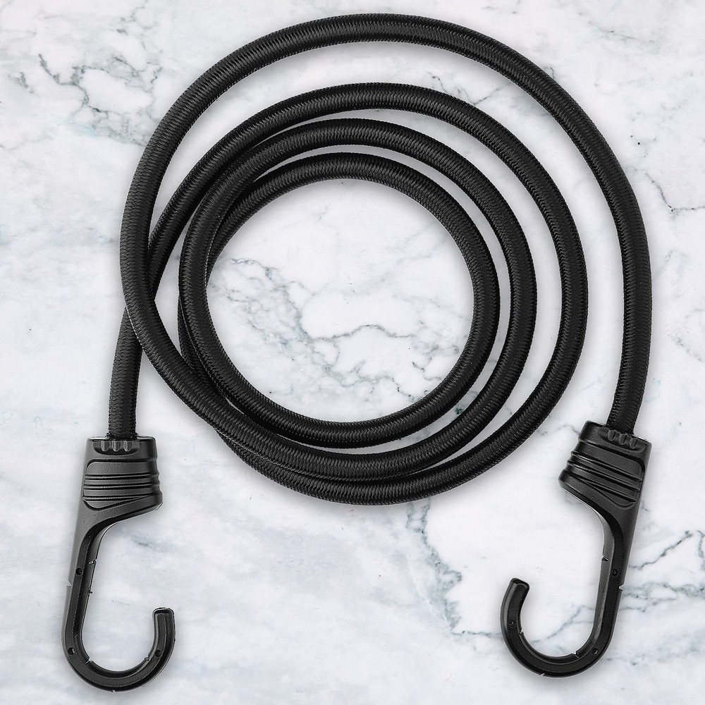 60 Inch Black Bungee Cords with Hooks Heavy Duty, 2 Pack