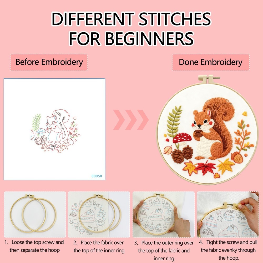 Zhenqing Squirrel with Pinecone Embroidery 29*29cm,