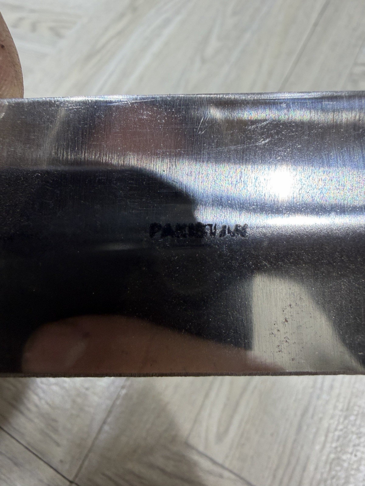 Pakistan Reproduction Battle Sword W Leather Sheath Wood Handle Metal Blade Vtg