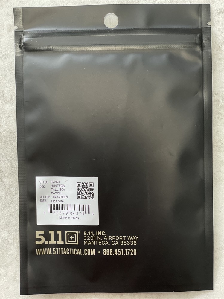 5.11 HUNTERS TALL BOY PATCH BEER CAN PILSNER HOOK BACKING