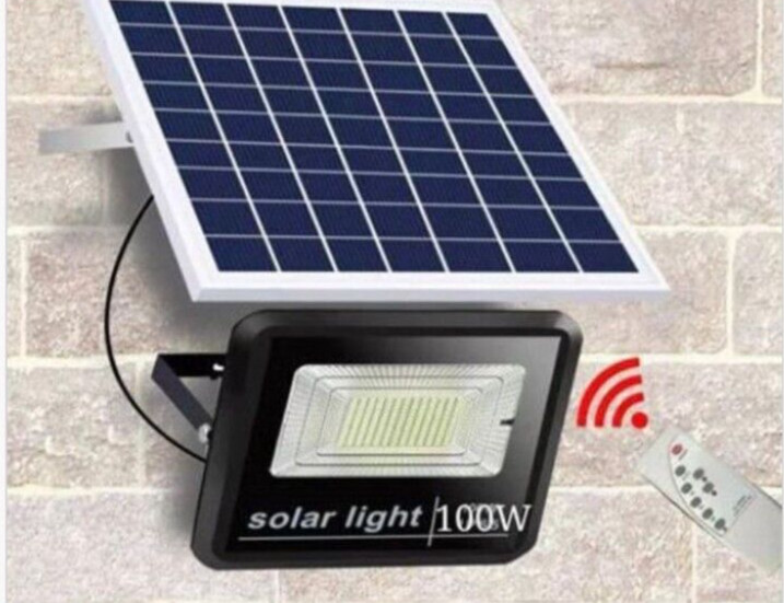 LED headlight with twilight solar panel 100W with outdoor remote control